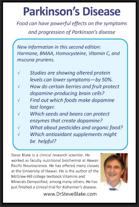 Parkinson's DIsease, Dietary Regulation of Dopamine by Steve Blake back cover.